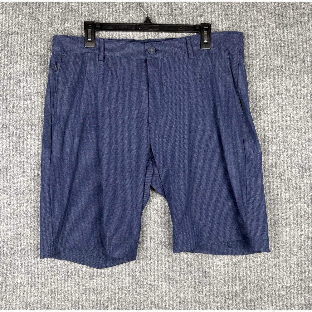 Tommy Bahama Chip Shot Shorts Mens 36 Blue Micro Check Golf Stretch IslandZone